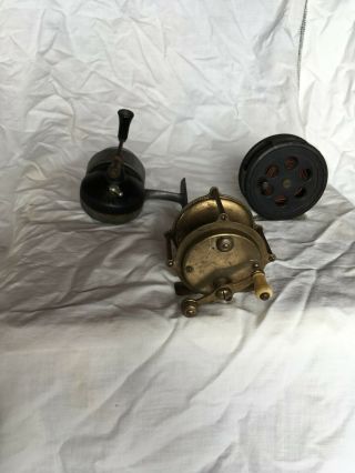 Antique Fishing Reels (3),  Decoration/ Interest Items,  1 Brass,  1 With Line