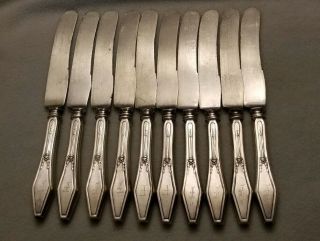Set 10 Holmes & Edwards 1916 Jamestown Pattern Silver Plated Knives Dinner Flat