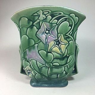 Rare Roseville Pottery  Morning Glory  Green Pillow Vase,  Shape No,  120 - 7