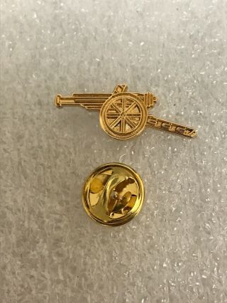 Arsenal Supporter Enamel Badge Very Rare - Gold Gun Cannon Design Standard Size