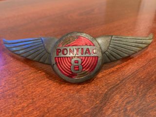 1934 Pontiac Radiator Hood Grill Emblem - Badge Chief Indian Wings Rare Vintage