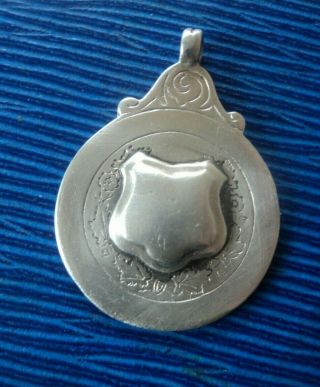 Vintage Stg.  Silver Shield Fob Medal H/m 1930s Not Engraved - Fattorini