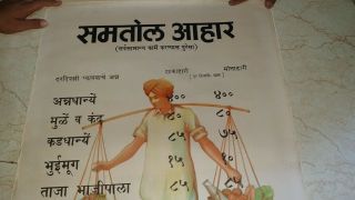 Old vintage Diet Food Poster from India 1968 2