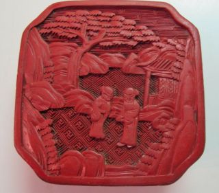 Antique Chinese Carved Cinnabar Covered Box