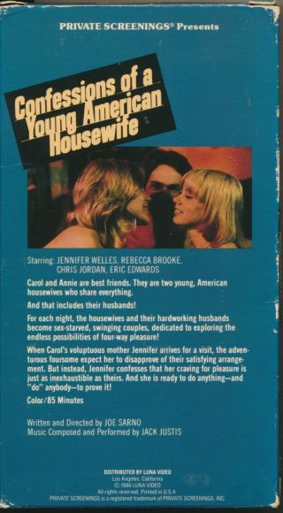 Confessions Of A Young American Housewife Steamy Joe Sarno Sleaze UNCUT VHS Rare 2