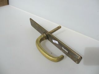 Vintage Brass Lever Door Handle Knob Antique Old Plate X1