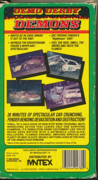Demo Derby Demons Demolition Derby Smash ' Em Up Car Crash Thrills VHS Rare 2
