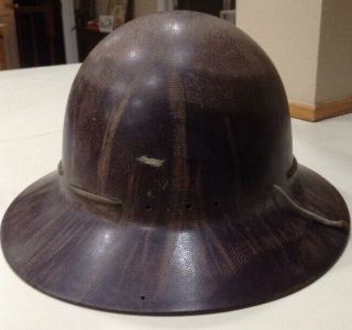 Antique Miners Helmet Hard Hat Full Brim W Auto Lite 2