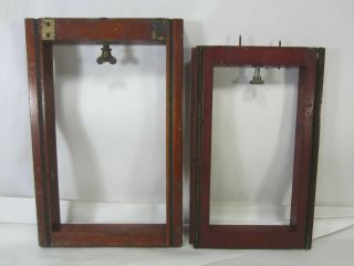 2 Antique Large Format Camera Bellows Track Frames For Restorations Or Projects