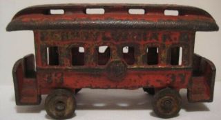 Old Antique Miniature Cast Iron Floor Train Caboose Pennsylvania Railroad 4 1/4