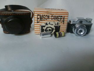 Vintage Emson Miniature Spy Camera With 2 Rolls Of Film & Box • Rare