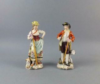 Antique German Porcelain Figurines Of Young Pare By Dresden