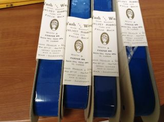 10 Yards 1 1/2 " Blue Velvet Vintage Ribbon Fabric Wash And Wear Made In France