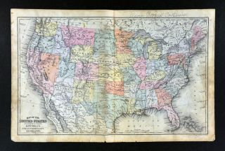 1888 Mitchell United States Map Dakota Indian Territory Oklahoma Texas Florida