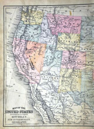 1888 Mitchell United States Map Dakota Indian Territory Oklahoma Texas Florida 2