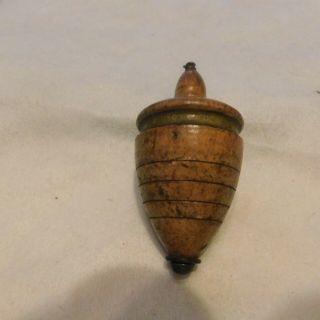 Antique Wooden Spinning Top ?? Old Childs Toy 3 1/2 Inches Wood Pat Applied For