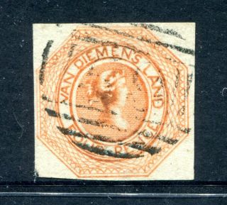 Rare 1853 Tasmanian Courier Stamp 4d Orange Imperforate