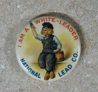 Antique Paint Advertising Pin Back Button National Lead Co.