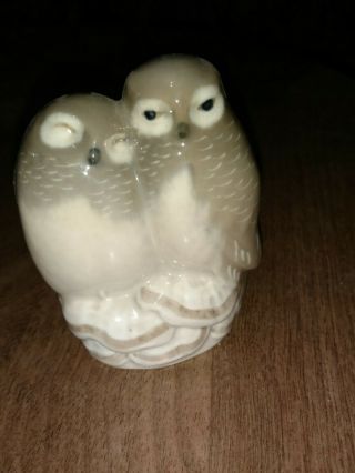 Antique Porcelain Royal Copenhagen Loving Owl Pair 834 Small Ceramic Denmark