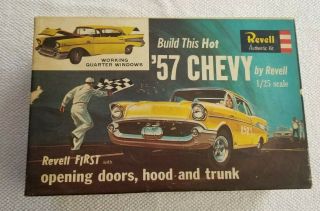 Vintage 1963 Revell 1:25 Scale Hot 57 Chevy Opening Doors Model Kit 1284