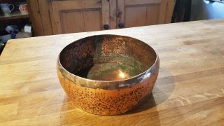 Arts And Crafts Beaten Copper decorative bowl plant pot holder 2