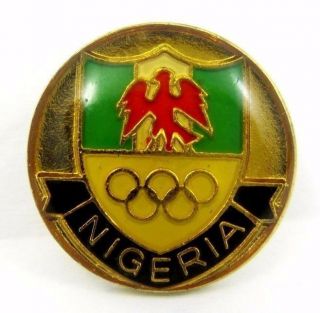 Rare Olympic Pin Nigeria Noc Olympic Team Pin Badge 1980s Generic