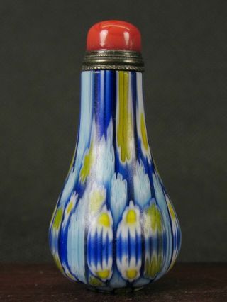 Chinese Handwork Carved Peking Art Glass Snuff Bottle