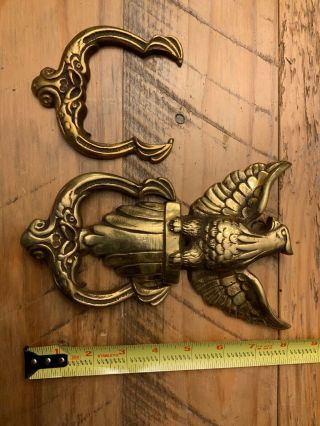 Vintage Solid Brass Door Knocker Bald Eagle Stately Large 8” Extra Knocker