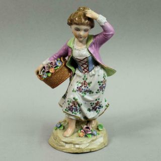 Antique Sitzendorf German Porcelain Figure Spring C.  1900