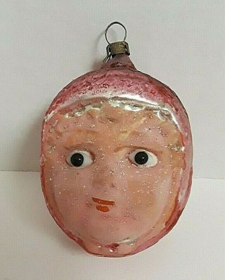 Antique German Christmas Ornament Little Red Riding Hood Fragile Glass Eyes