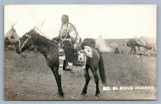 Sioux American Indians Antique Real Photo Postcard Rppc