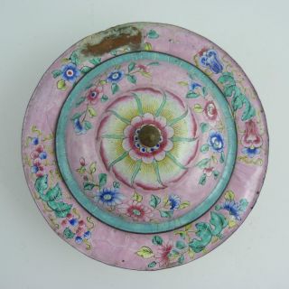 19TH CENTURY CHINESE CANTON ENAMEL CIRCULAR BOX AND COVER 2