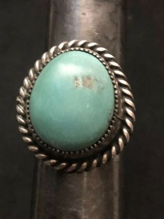 Antique Native American Indian Navajo Old Pawn Ssturquoise Ring Size 6 Weighs 7.