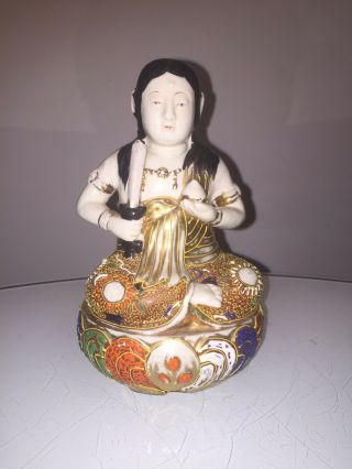Stunning Vintage Japanese Satsuma Porcelain Figural Lamp Base