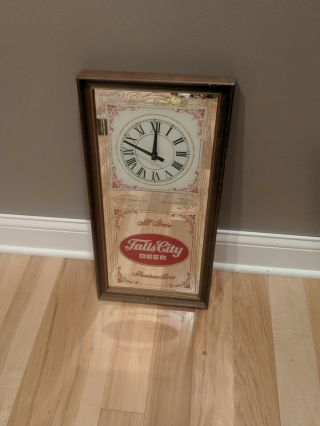 Rare Vintage Falls City Brewing Beer Premium Clock Mirror Beer Sign Louisville