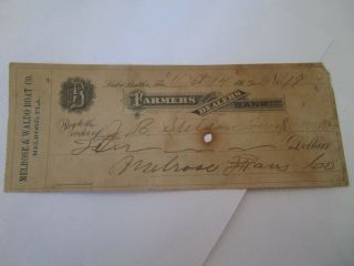 1912 Antique Old Florida Melrose Fl Farmers & Dealers Bank Check J B Stetson Lee