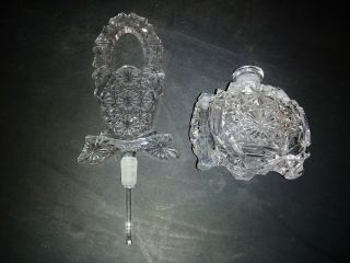 Czech Crystal Cut Glass Perfume Bottle 9 " Crystal Rare Dauber Heavy