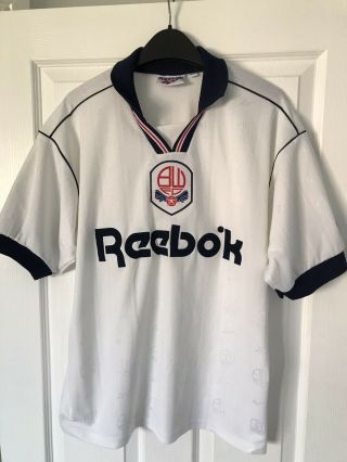 Rare Bolton Wanderers Football Shirt 1995/96 Reebok Medium England Soccer Jersey