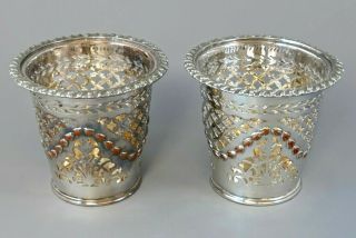 An Ornate Antique Pierced Silver Plated Vases,  10cm Tall |423