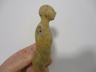 An Antique Vintage Carved Wood Figure of a Man ' s Torso & Head - Oriental? 3