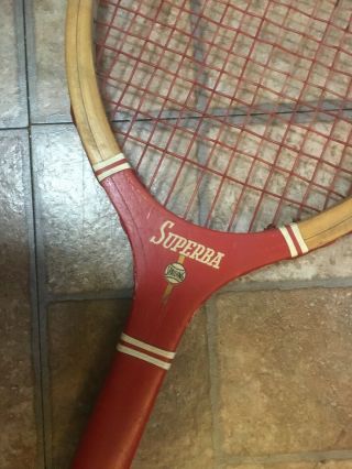 Antique Vintage Spalding Superba Wood Tennis Racquet