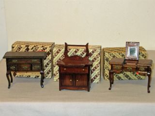 Vtg Box Concord Miniature Dollhouse Wood Furniture Sideboard Washstand Vanity
