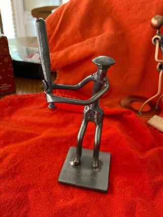Vintage Nuts Bolts Metal Parts Baseball Player Figurine Sculpture Sports 6 In