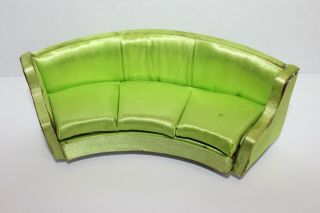 Vintage Ideal Petite Princess Green Curved Couch Sofa Dollhouse Furniture