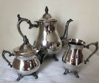 Antique Wm A Rogers Silver Plate Tea/coffee Service Set Pineapple Lid Knobs