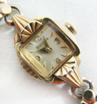 Vintage 17 Jewel Bulova 10k Rolled Gold Plate L2 Ladies Watch W/ Champion Band