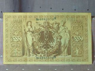 Antique 1910 German 1000 Dollar Bill Reichsbanknote Reichs Marks Rare Blue Seal