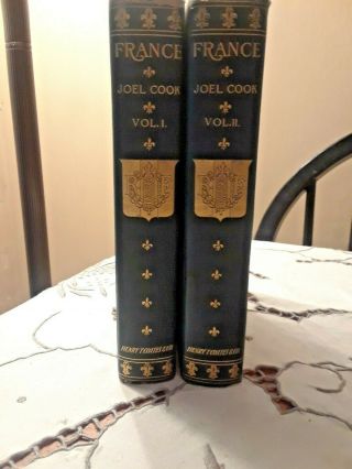 Antique Book France Vol 1 & 2 Copyright 1904 Joel Cook Illustrated First Edition