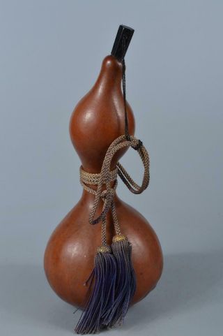 M1703: Japanese Old Wooden Gourd Water Bottle Lucky Items Samurai