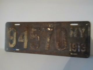 1913 York Ny License Plate Tag 94570 Antique Auto Car Truck
